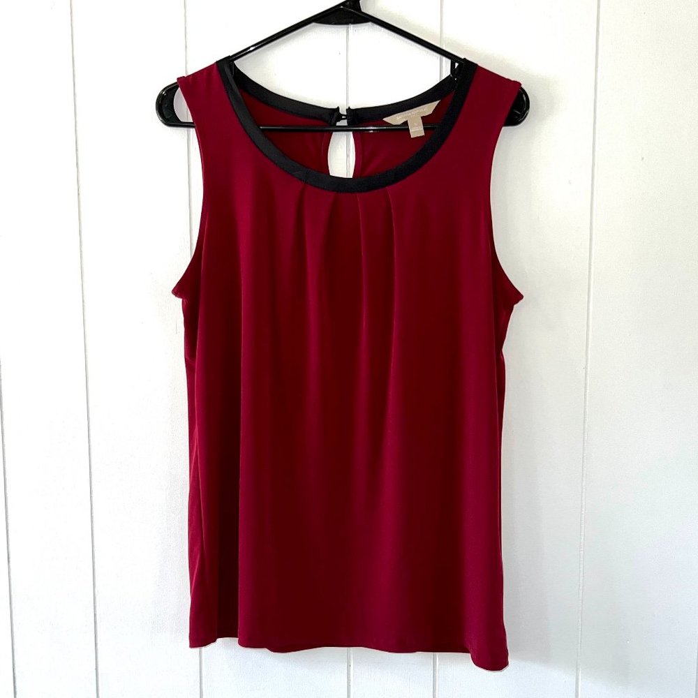 Banana Republic Sleeveless Pleat Neck Maroon Blouse - NWOT